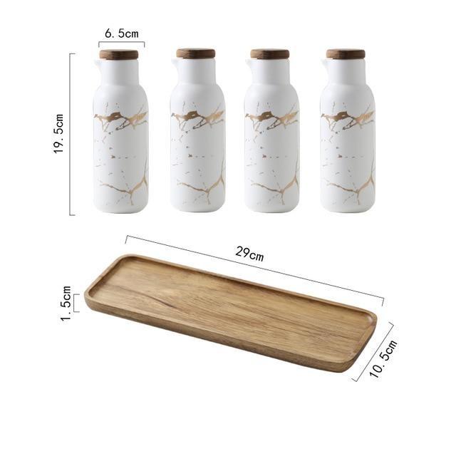 Maci 8-Piece Spice Ceramic Jar With Wooden Lid
