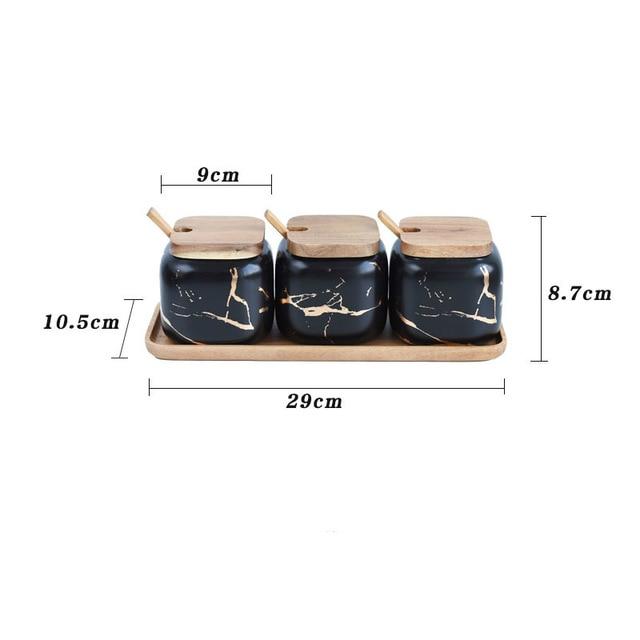 Maci 8-Piece Spice Ceramic Jar With Wooden Lid