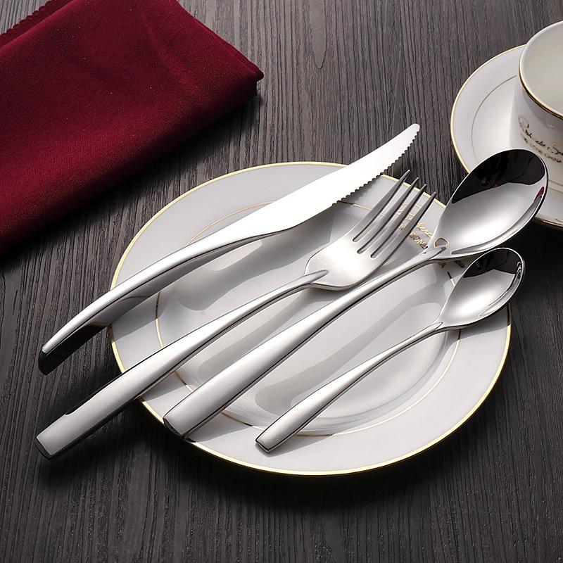 Talia Shiny Silver Flatware 24-Piece Set