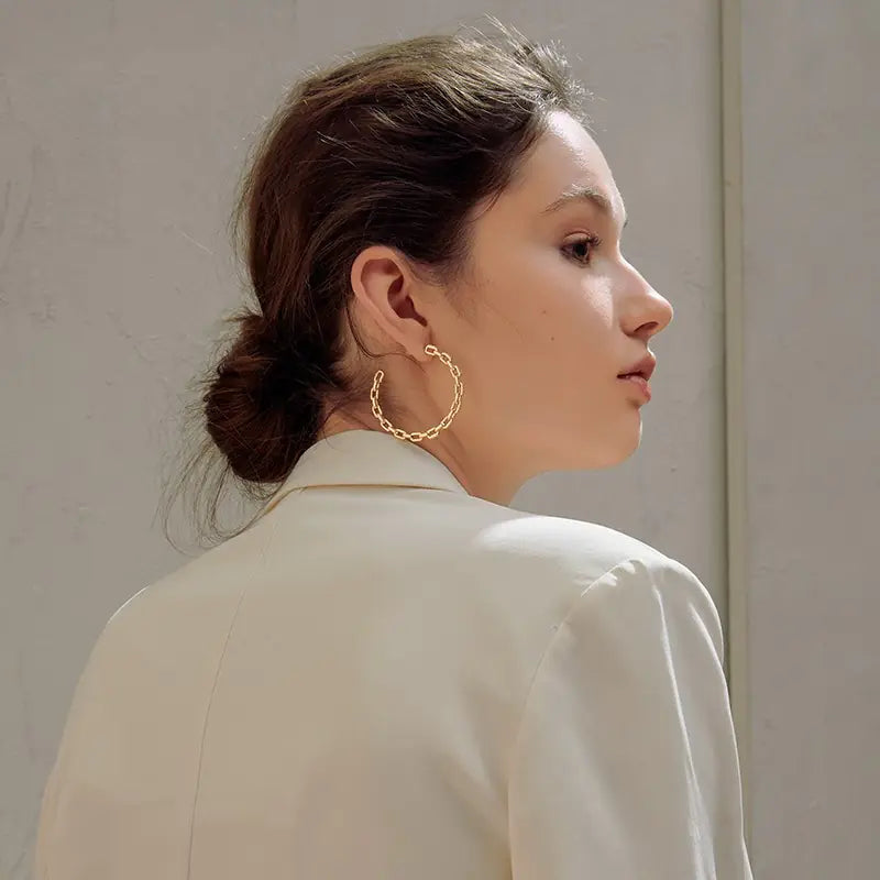 Stylish Hoop Earrings, Minimalist 925 Silver Studs