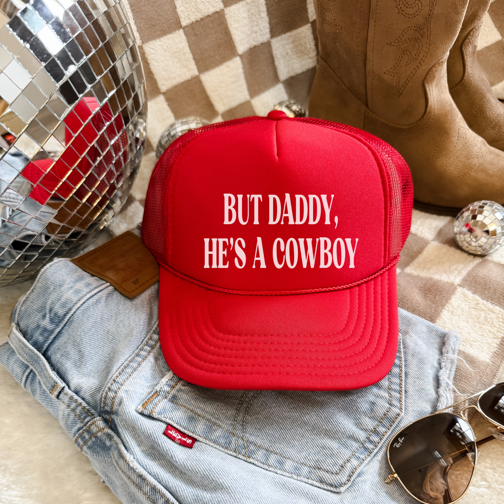 But Daddy, He’s a Cowboy Trucker Hat – Western Cowgirl Hat