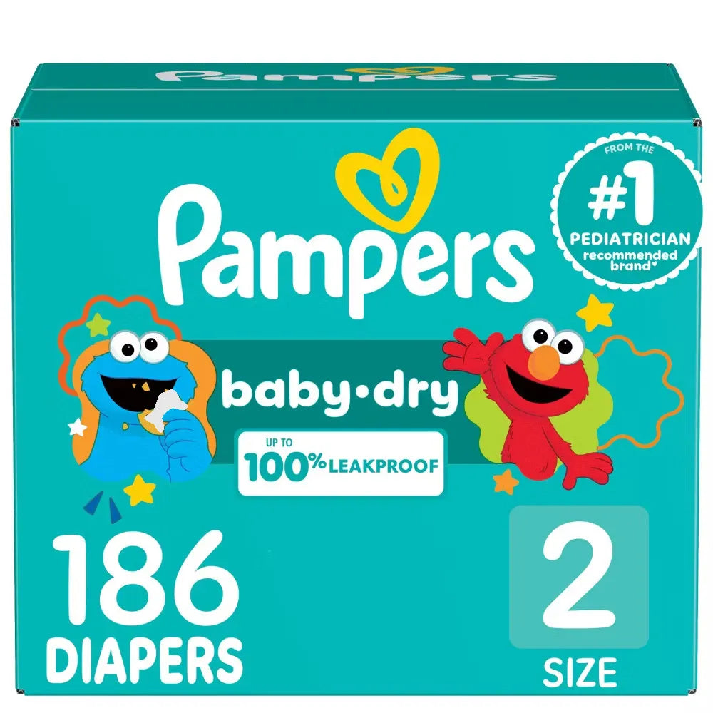 Pampers Baby-Dry Diapers Size 2, 186 Count