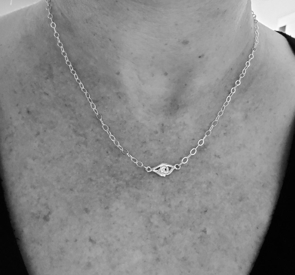 “Eye See” Sterling Silver Evil Eye Necklace