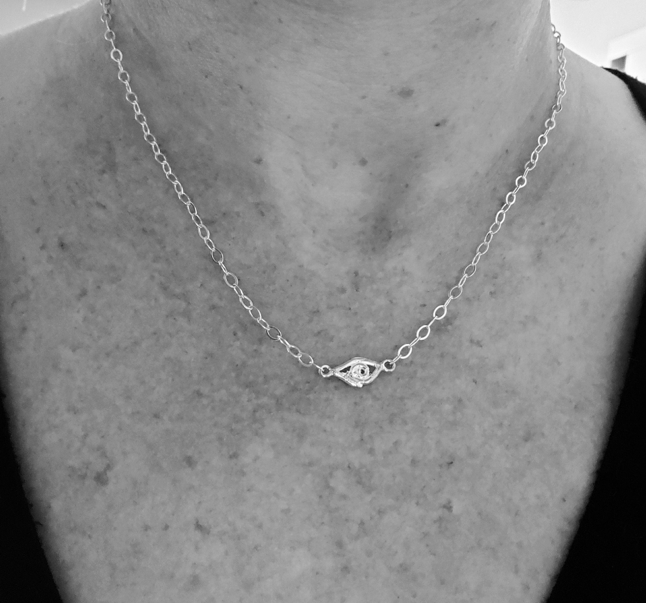 “Eye See” Sterling Silver Evil Eye Necklace