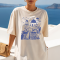 Santorini Greece Graphic Tee | Aesthetic Vacation Tee, Summer Resort Top