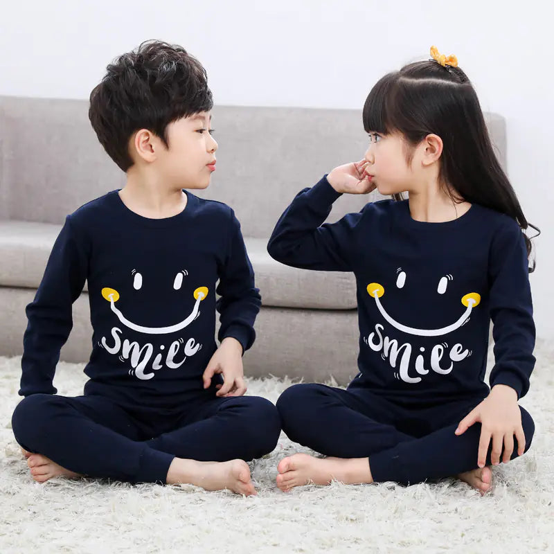 Kids Long Sleeve Cotton Pajama Set for Boys and Girls