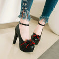 New Women's Waterproof Chunky Heels with Strap