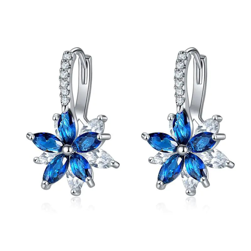 Snowflake Earrings with Zirconium Studs