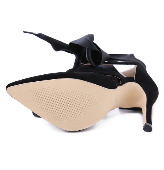 Comfortable Ribbon Sexy Pointed Toe Heeled Sandals