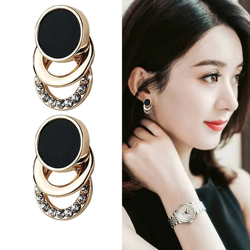 Simple 925 Silver Flower Earrings with Flash Diamond