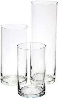 Glass Cylinder Pillar Candle Holders - 3(pc) Set
