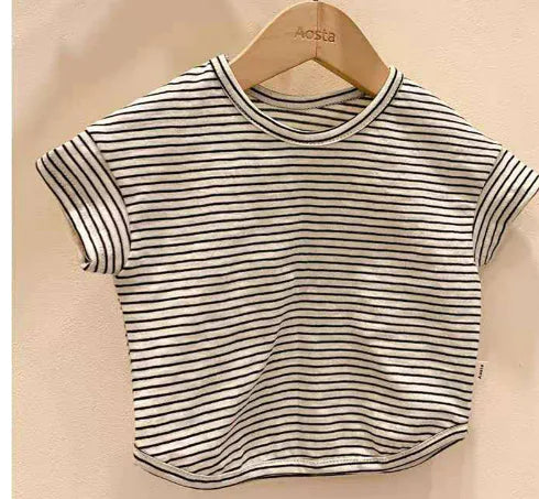 Striped Short Sleeve T-Shirt for Baby Boys and Girls