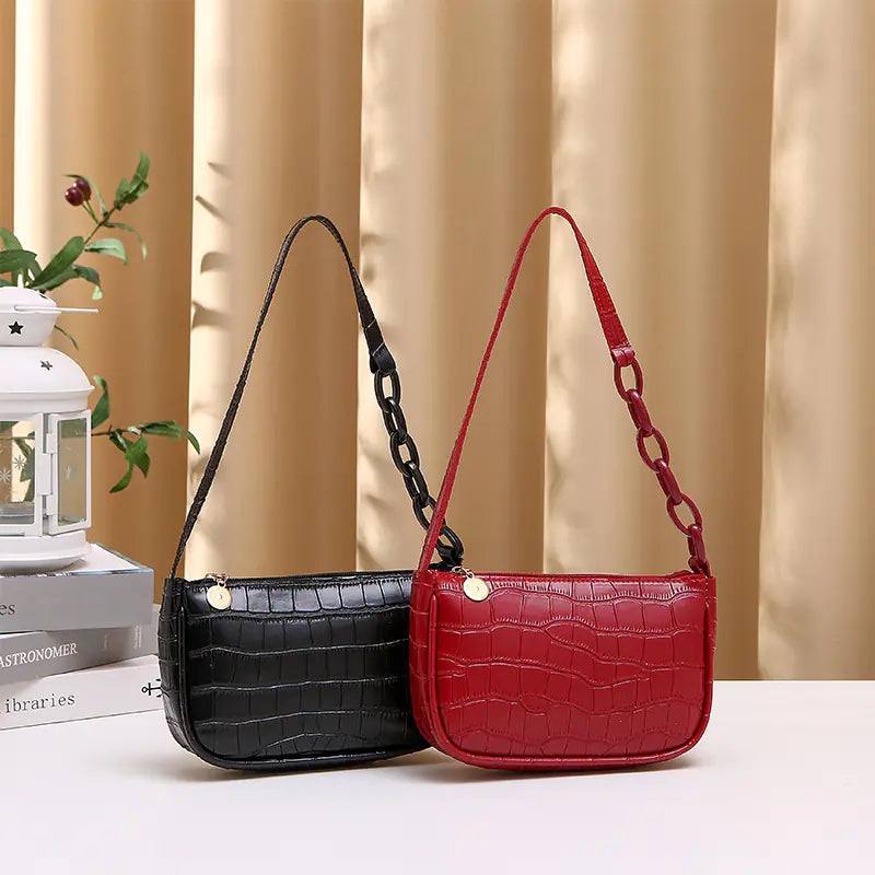 Crocodile Design Women's Shoulder Handbag and Bag