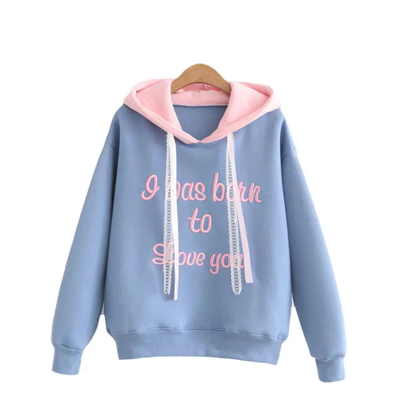 Embroidered Hooded Sweatshirt with Fleece Lining