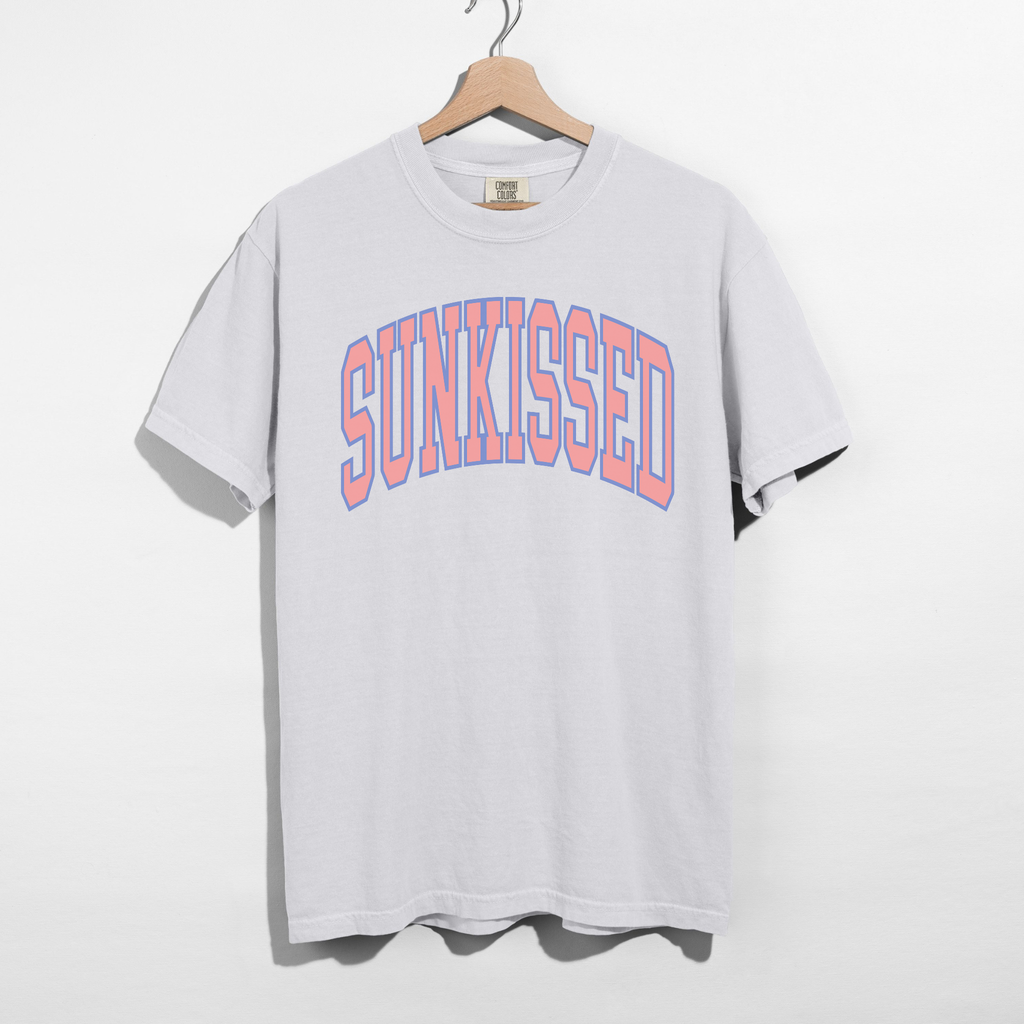 Sunkissed Graphic Tee – Summer Vintage College Font T-Shirt