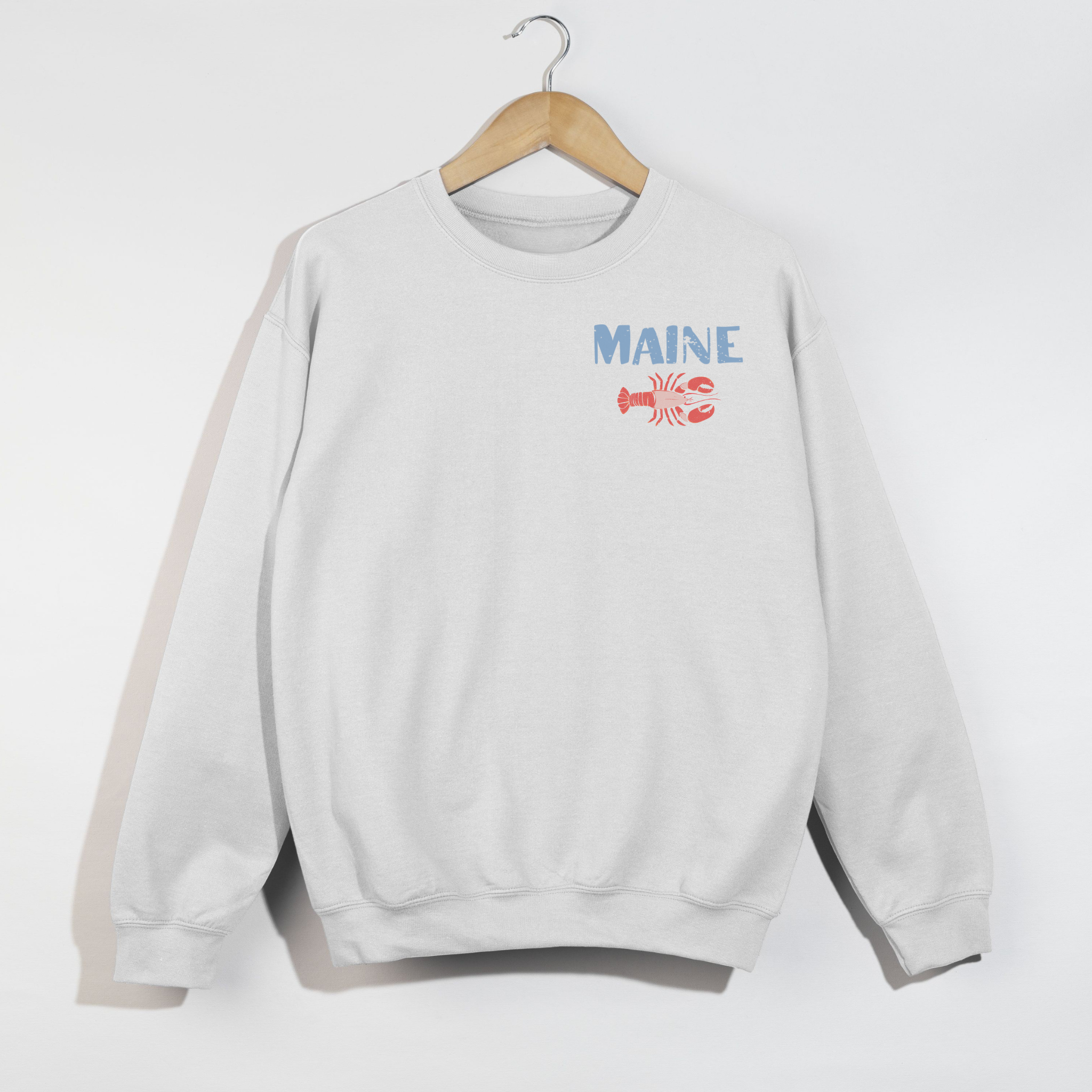 Maine Lobster Seafood Club Crewneck Sweatshirt – Coastal New England Lobster Graphic Pullover
