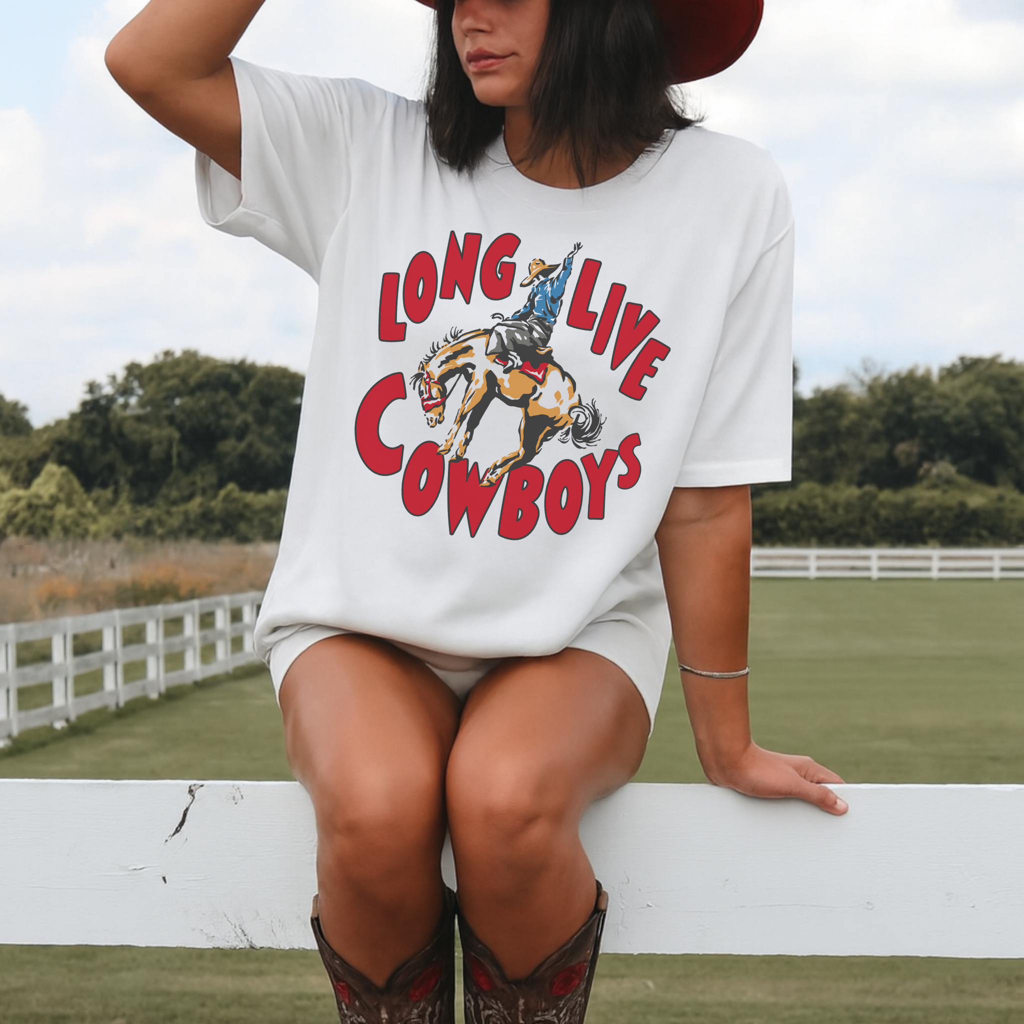 Long Live Cowboys Graphic Tee – Vintage Rodeo Western Shirt
