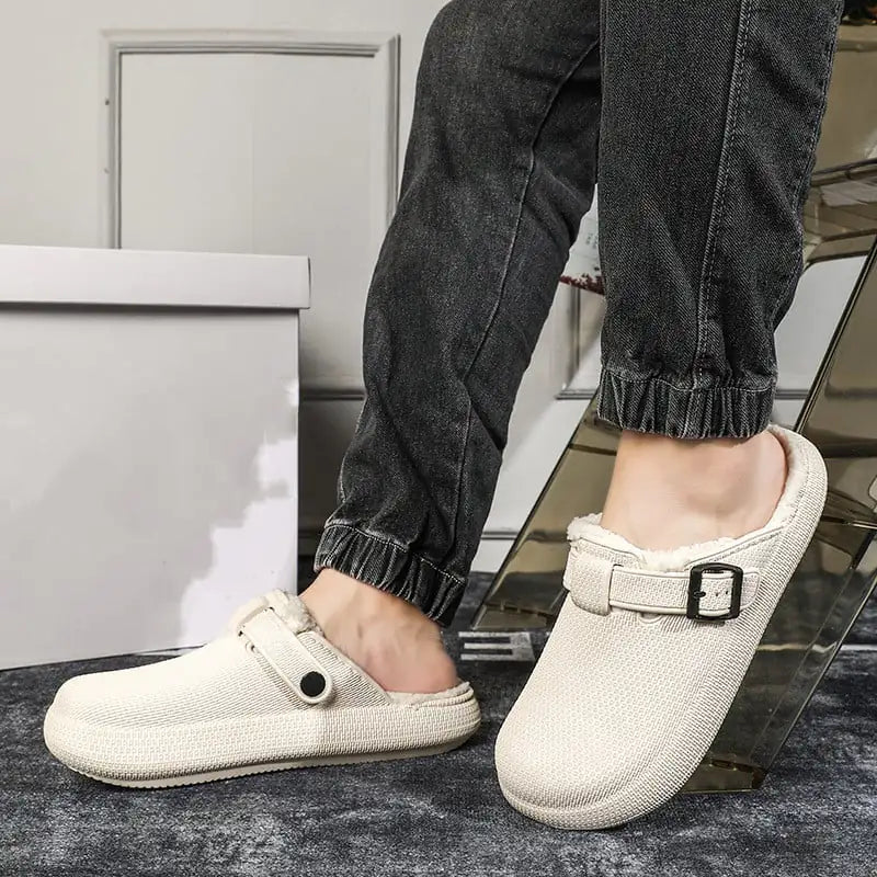 Fleece-Lined Eva Soft Bottom Slippers for Home Travel