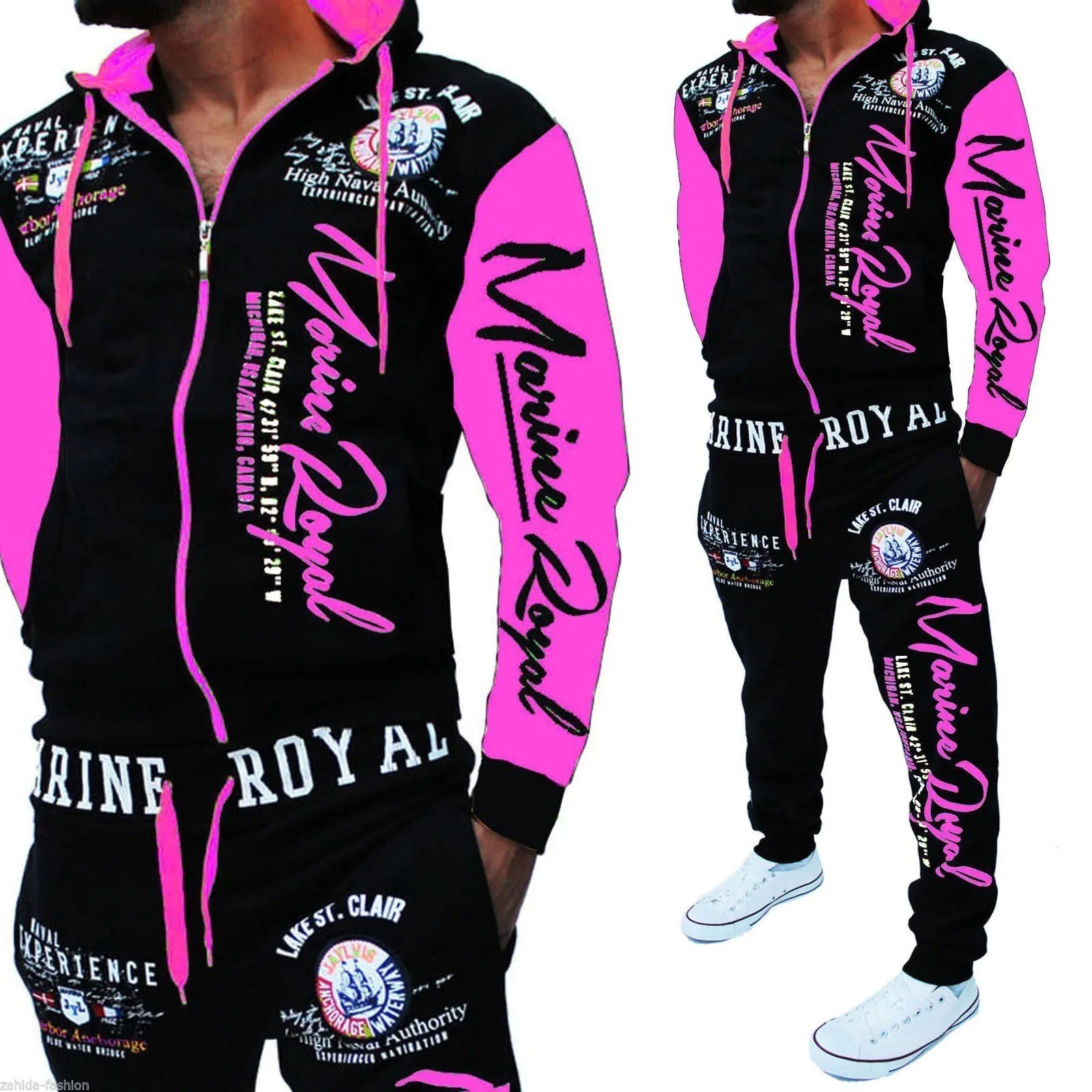 Men's Casual Drawstring Waist Letter Print Sports Set