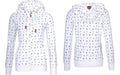 Hooded Zipper Print Fleece Sweater for Women