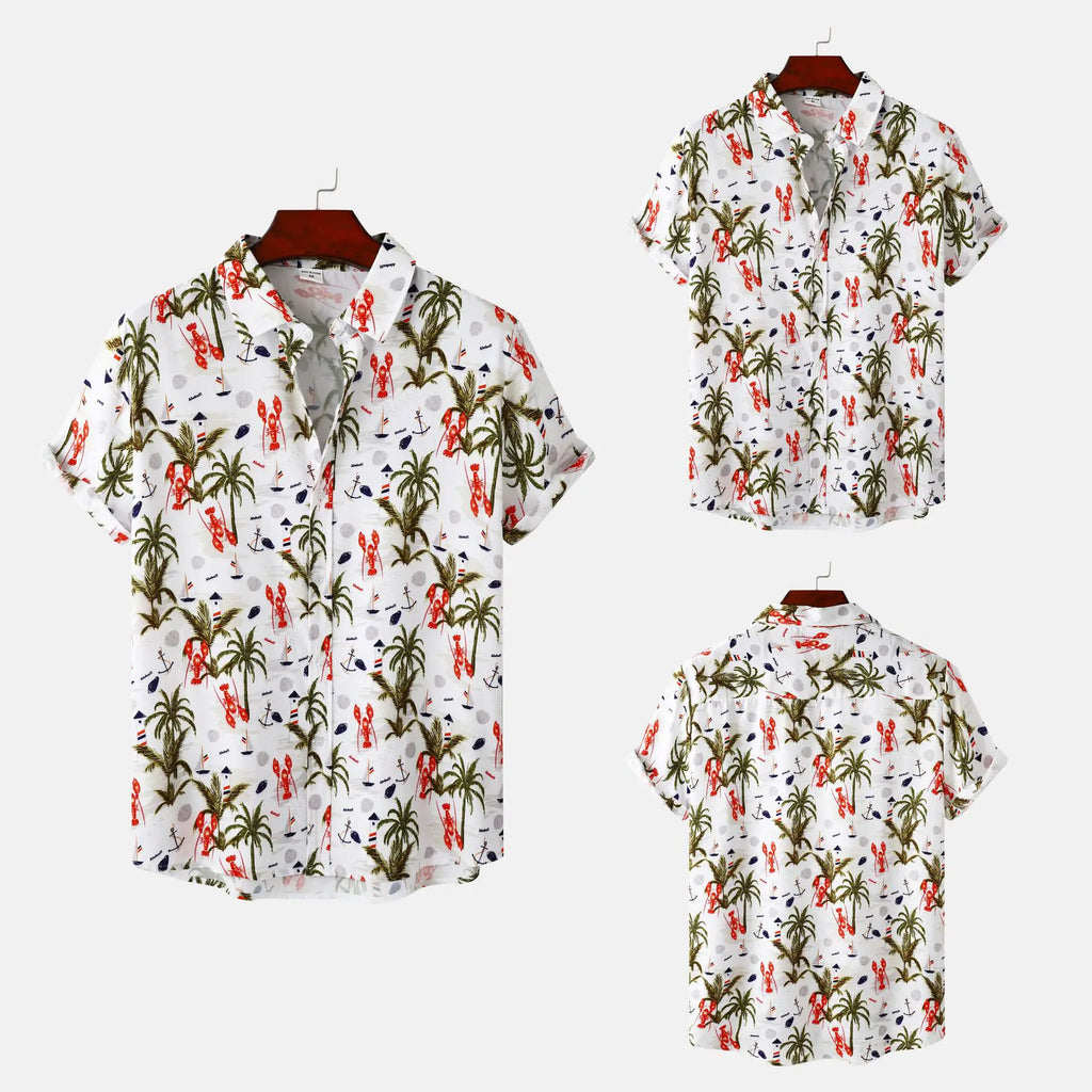 Men's Floral Print Short Sleeve Beach Shirt