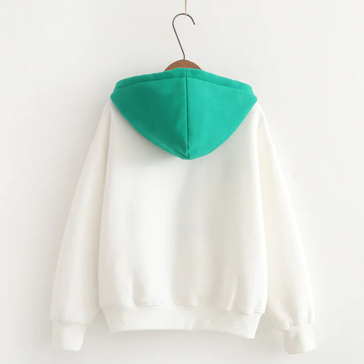 Embroidered Hooded Sweatshirt with Fleece Lining