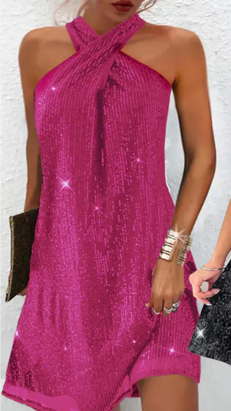Elegant Off-Shoulder Sequins Dress for Women