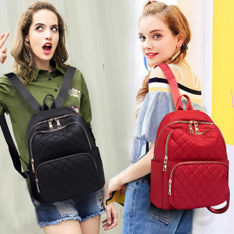 Waterproof Women's Backpack with Large Capacity and Gold Zipper