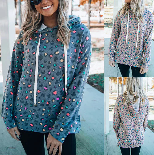 Fashionable Leopard Print Hooded Sweatshirt for Women