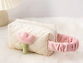 Set for Travel Corduroy Flower Makeup Bag and Beauty