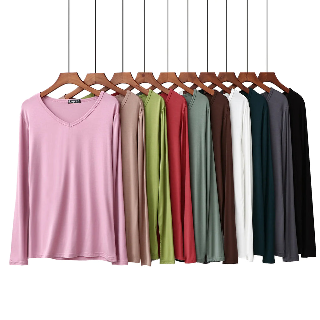 Plus Size Korean V-neck Long Sleeve Casual Top